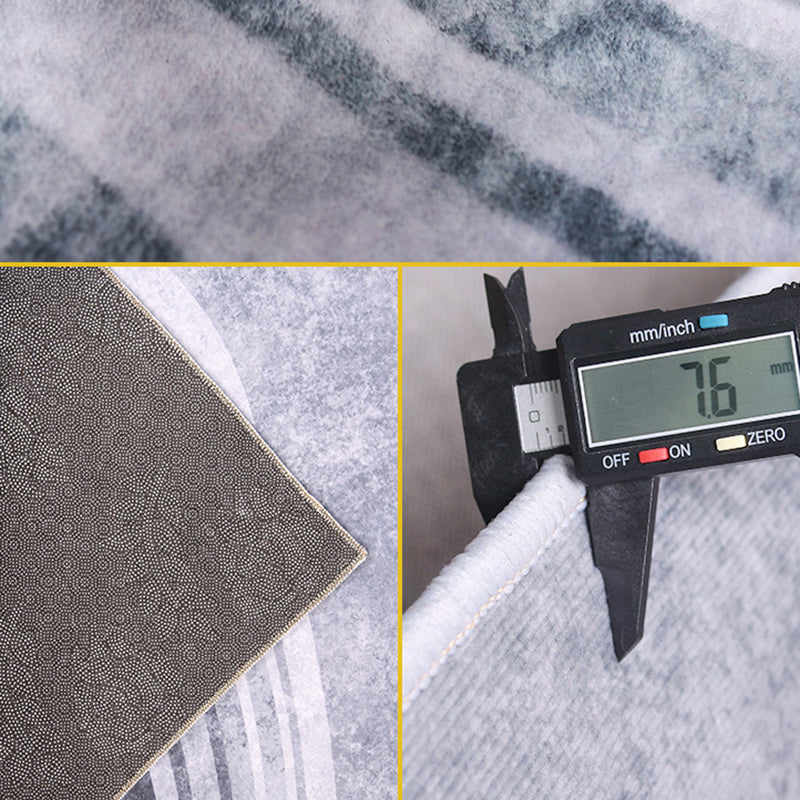 Modern Drawing Room Area Rug Grey Geometric Pattern Area Carpet Polyester Non-Slip Backing Carpet