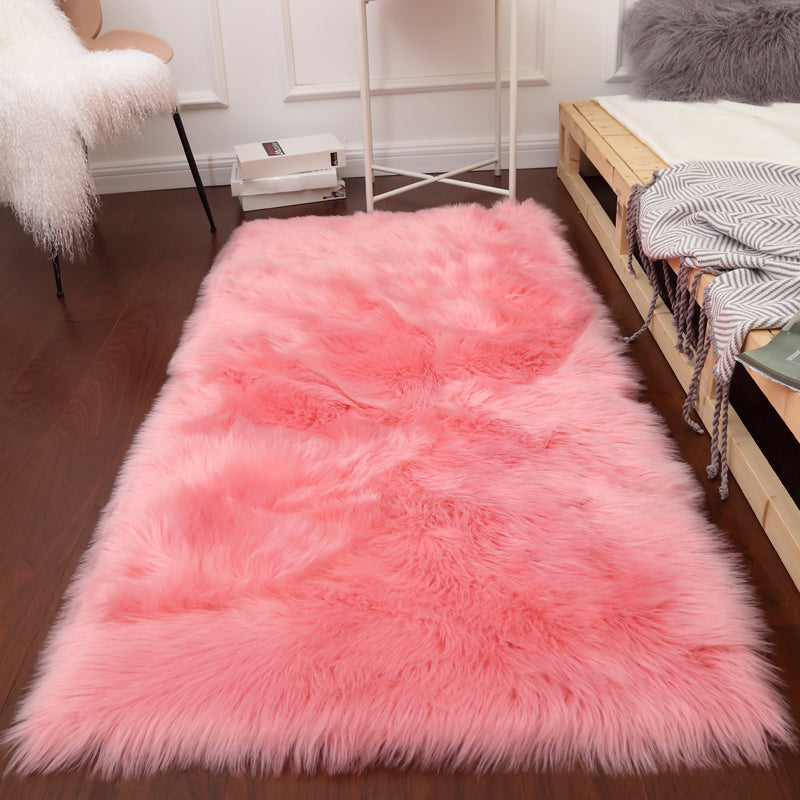 White Solid Color Rug Plush Orlon Area Carpet Easy Care Rug for Living Room