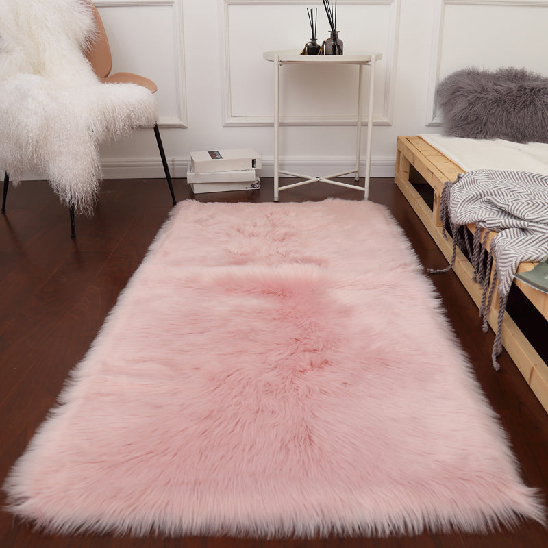 White Solid Color Rug Plush Orlon Area Carpet Easy Care Rug for Living Room