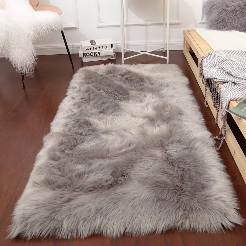 White Solid Color Rug Plush Orlon Area Carpet Easy Care Rug for Living Room