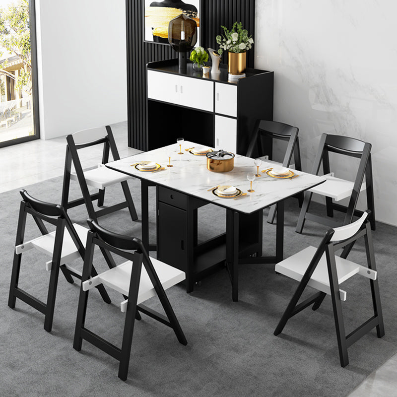 Mesa de comedor blanca de estilo moderno Mesa de comedor rectangular de piedra sinterizada con hojas abatibles