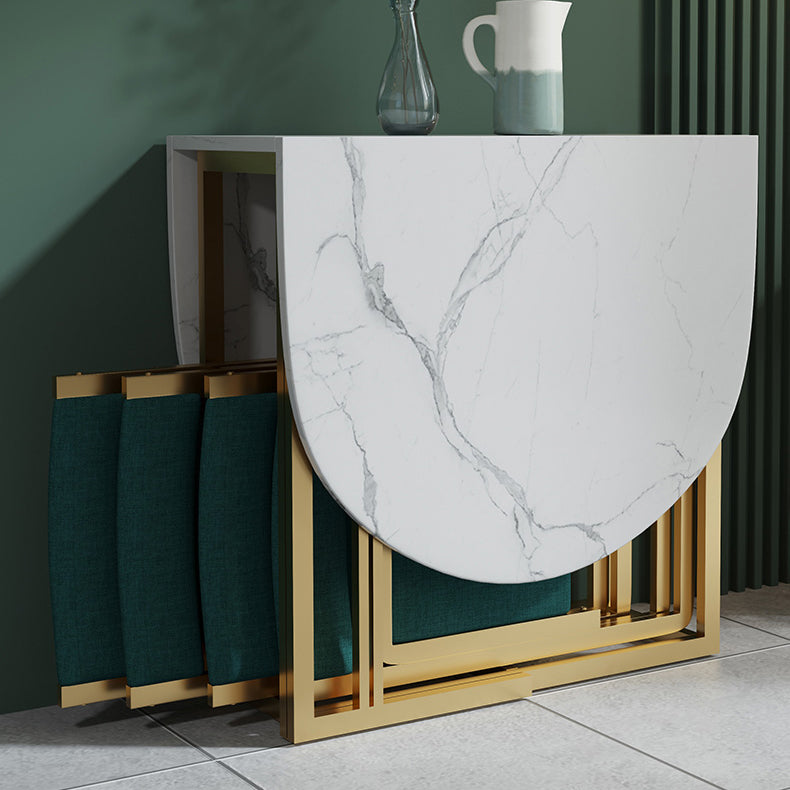 Moderne witte eettafel van gesinterd steen met neerklapbaar blad van 56,3 inch (alleen tafel)