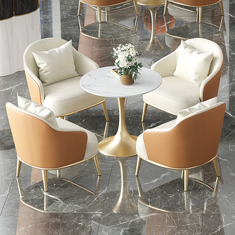 Traditional Luxury Dining Table Round Sintered Stone Dining Table with Tulip Base