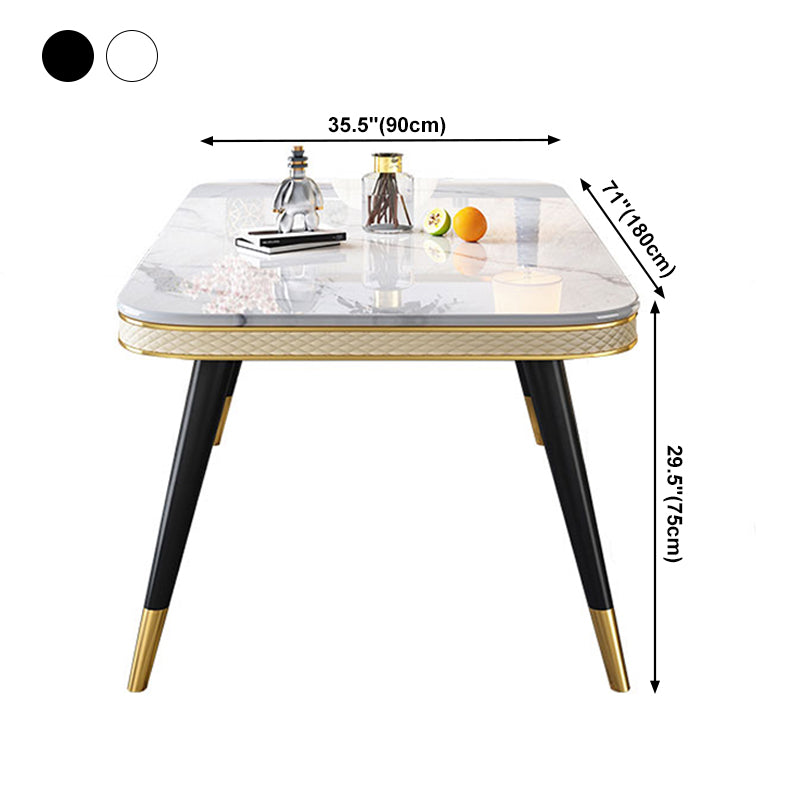 Table à manger en marbre Style de luxe Table rectangulaire à 4 pieds pour salle à manger