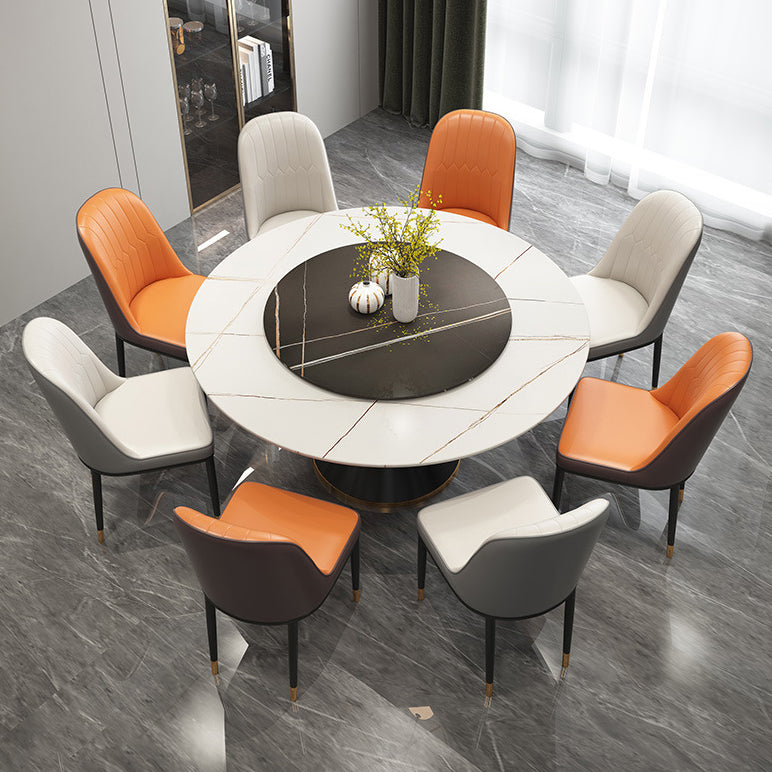 Mesa de comedor de lujo tradicional, mesa rectangular de piedra sinterizada con base de pedestal