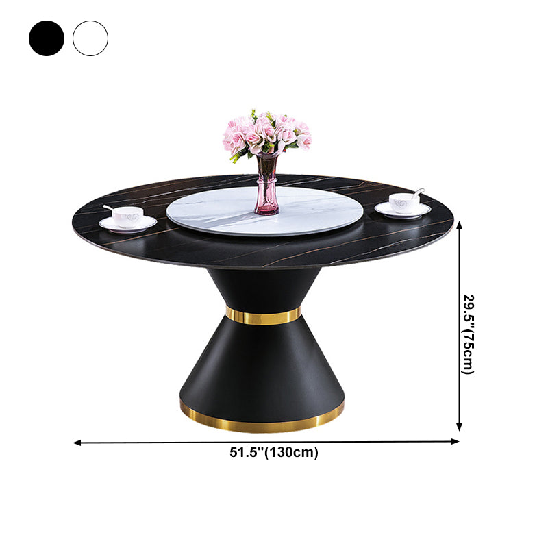 Mesa de comedor de lujo tradicional, mesa rectangular de piedra sinterizada con base de pedestal