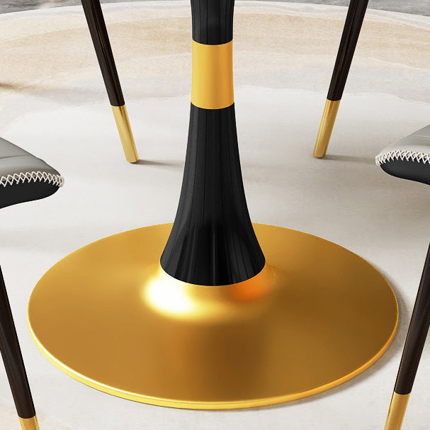 Round Traditional Luxury Dining Table Sintered Stone Table with Tulip Base