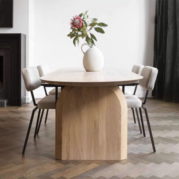 Ovale dinette tafel eenvoud stijl dubbele voetstukmeubels voor binnen