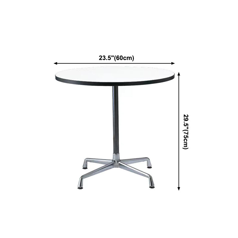 Table à manger ronde contemporaine en métal fabriqué en bois avec piédestal