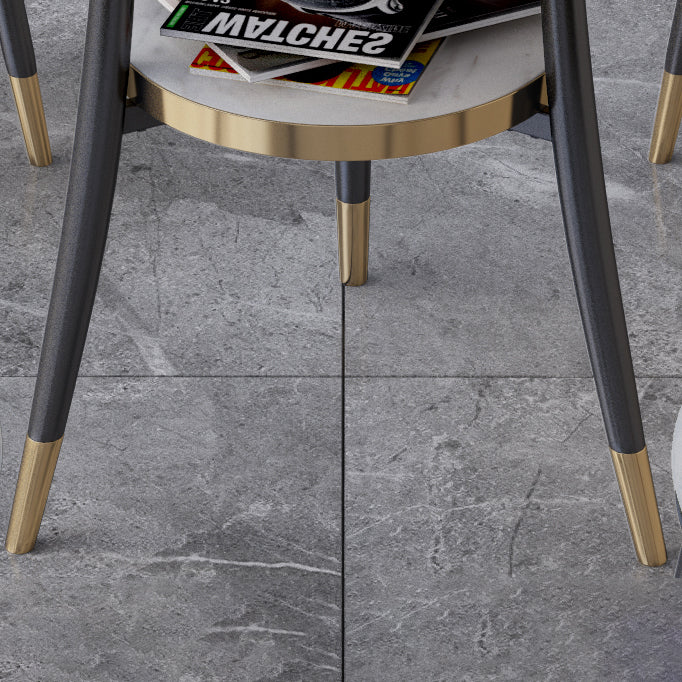 Mesa de comedor redonda contemporánea de metal mesa de comedor de madera fabricada con piernas