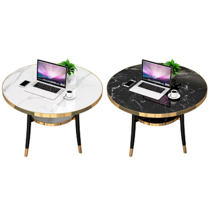 Mesa de comedor redonda contemporánea de metal mesa de comedor de madera fabricada con piernas