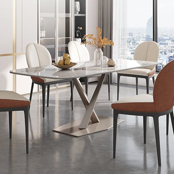 Glam Standard Sintered Stone Tisch Rechteck weißer Esstisch mit Sockelbasis