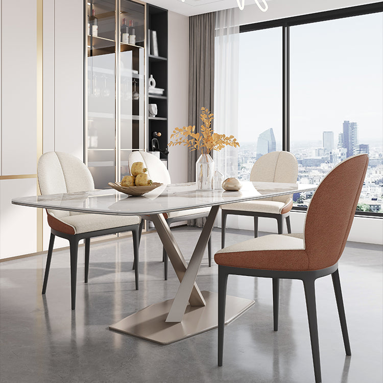 Glam Standard Sintered Stone Tisch Rechteck weißer Esstisch mit Sockelbasis