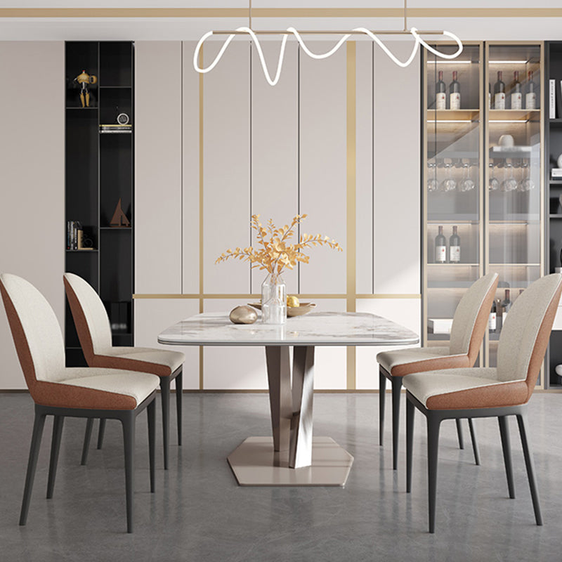 Glam Standard Sintered Stone Tisch Rechteck weißer Esstisch mit Sockelbasis