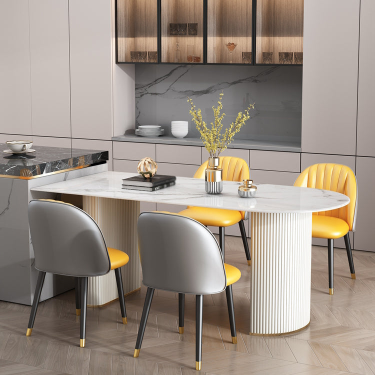 Zeitgenössischer Stil Stein Esstisch Doppelte Sockel Basis Freiformtisch für Zuhause