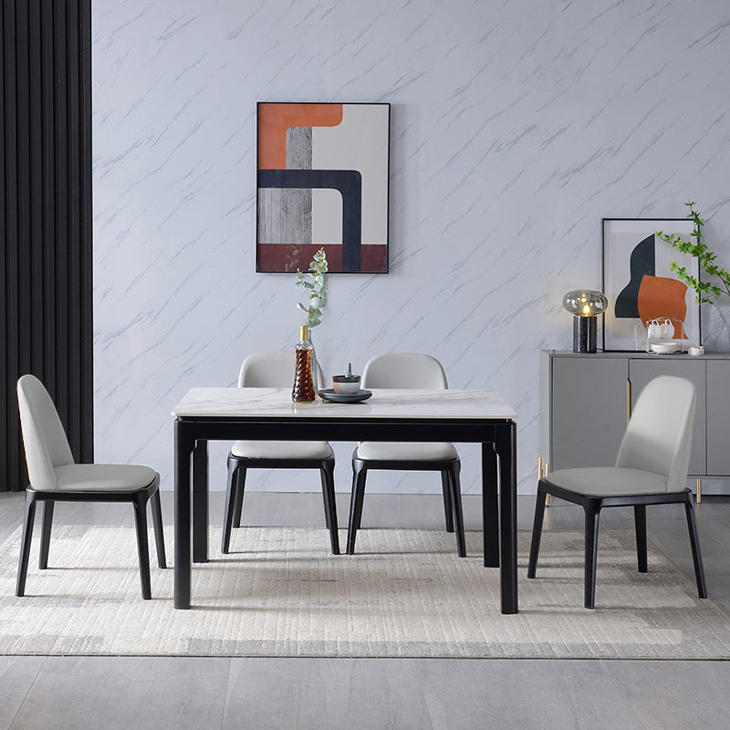 Mesa de comedor de piedra sinterizada de mediados de siglo 4 patas de madera de goma mesa de rectángulo de madera de caucho para casa