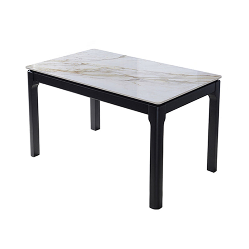Mesa de comedor de piedra sinterizada de mediados de siglo 4 patas de madera de goma mesa de rectángulo de madera de caucho para casa