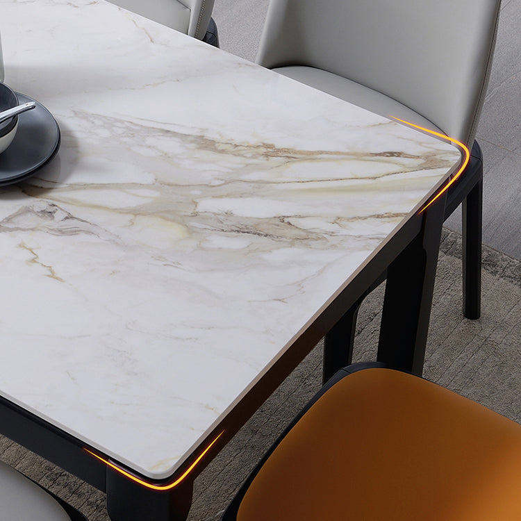Mesa de comedor de piedra sinterizada de mediados de siglo 4 patas de madera de goma mesa de rectángulo de madera de caucho para casa