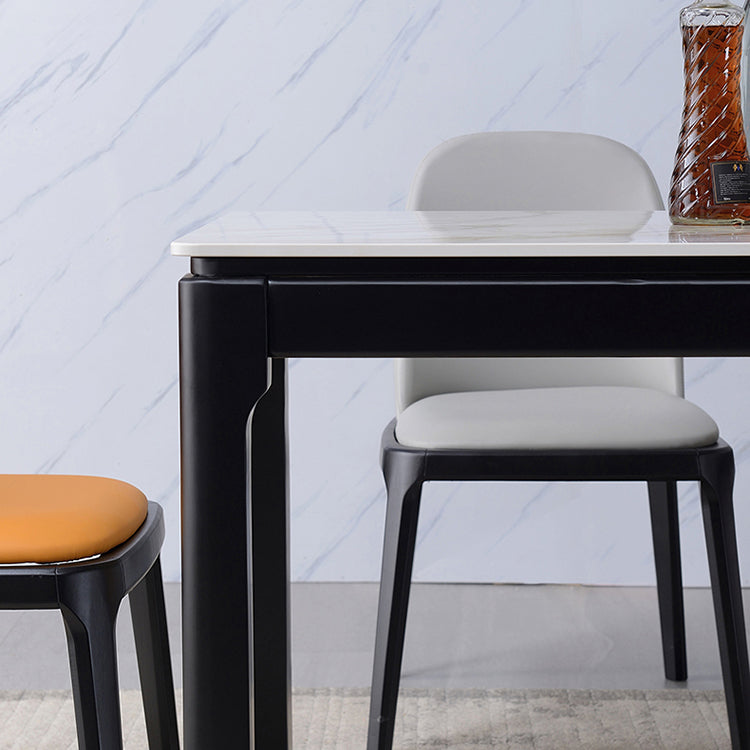 Mesa de comedor de piedra sinterizada de mediados de siglo 4 patas de madera de goma mesa de rectángulo de madera de caucho para casa