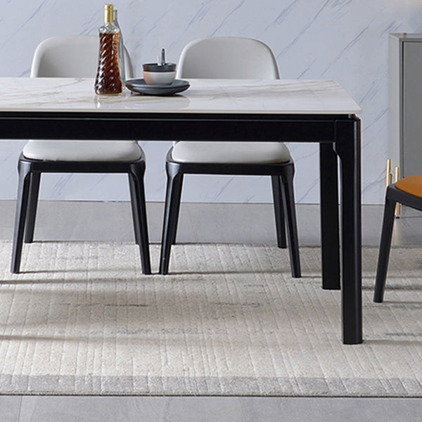 Mesa de comedor de piedra sinterizada de mediados de siglo 4 patas de madera de goma mesa de rectángulo de madera de caucho para casa
