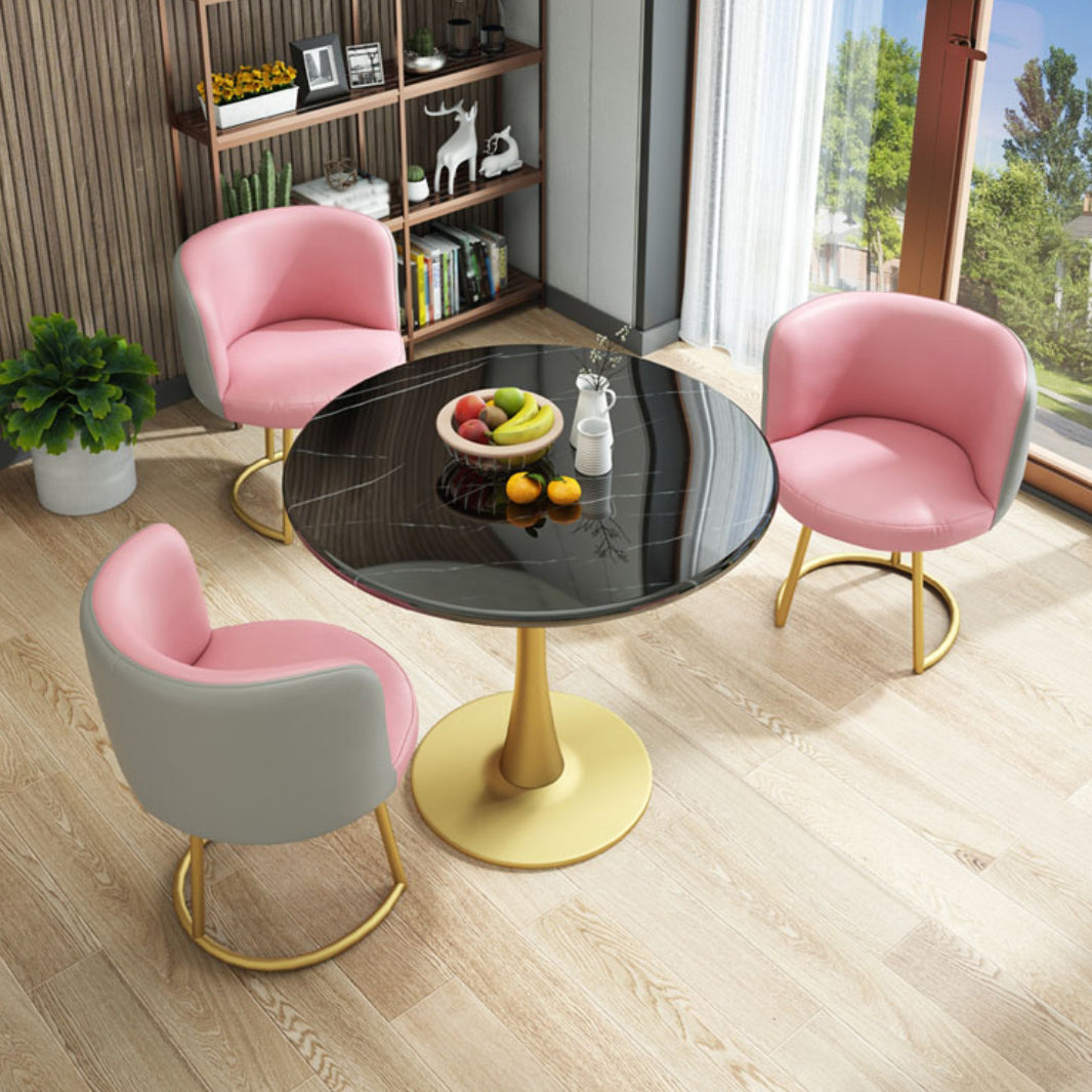 Tavolo da pranzo di lusso tradizionale in metallo da 31,5 pollici con tulipano