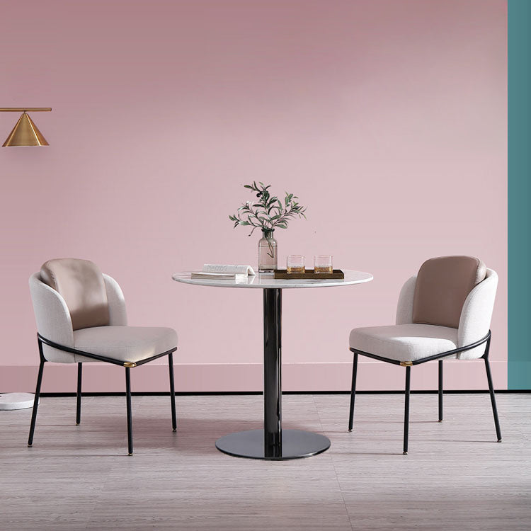 Metal Traditional Luxury Round Dining Table Marble Indoor Table Top with Pedestal Base