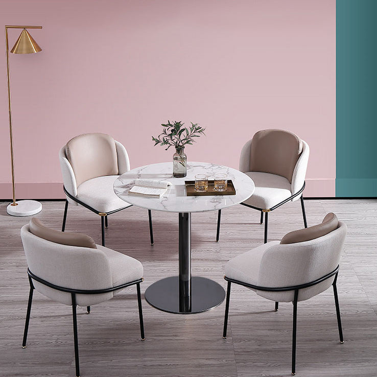 Metal Traditional Luxury Round Dining Table Marble Indoor Table Top with Pedestal Base