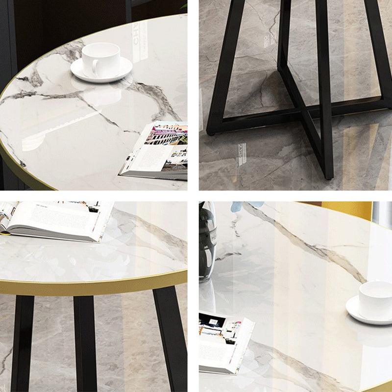 Mesa interior redonda de lujo tradicional de metal, mesa de madera fabricada con base de trineo
