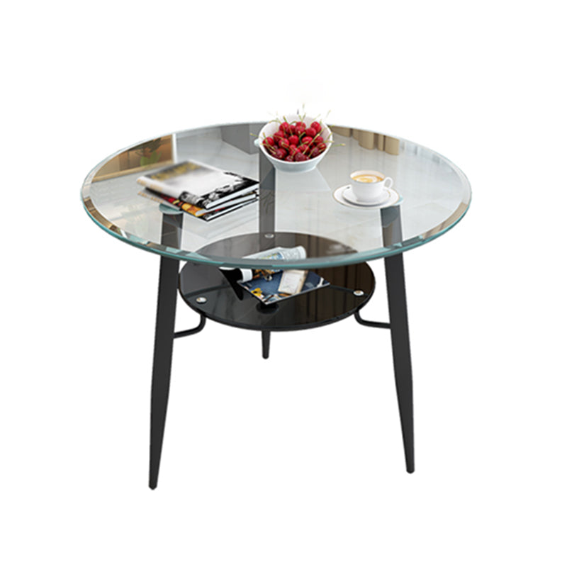 Moderne glazen eettafel 31.5 "Ronde eettafel met zwart frame voor huisgebruik