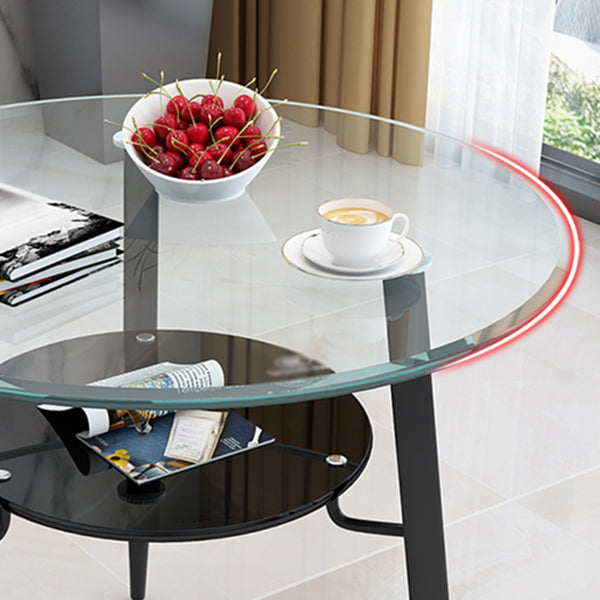 Moderne glazen eettafel 31.5 "Ronde eettafel met zwart frame voor huisgebruik