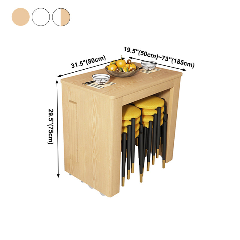 73 '' opvouwbare populier houten eettafel uitbreidbare rechthoektafel (alleen tafel)