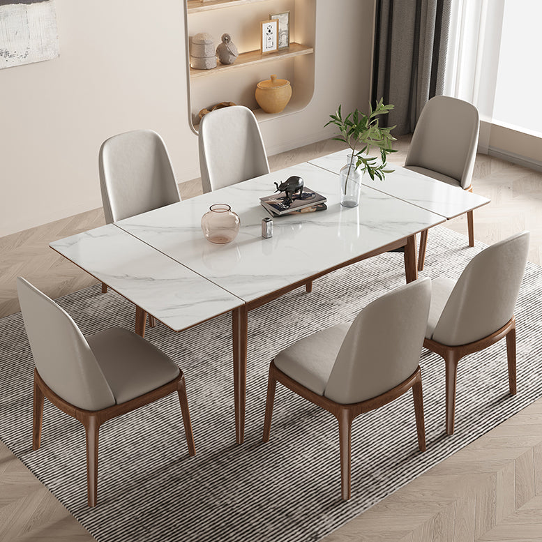 Midcentury Stone Dining Table Rectangle 4 Legs Furniture,43.3"L x 31.5"W x 30.7"H