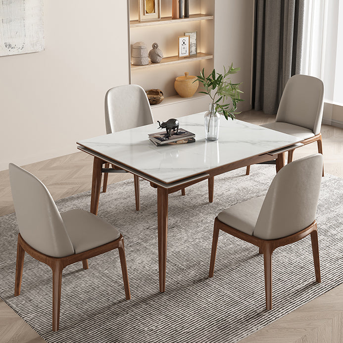 Midcentury Stone Dining Table Rectangle 4 Legs Furniture,43.3"L x 31.5"W x 30.7"H
