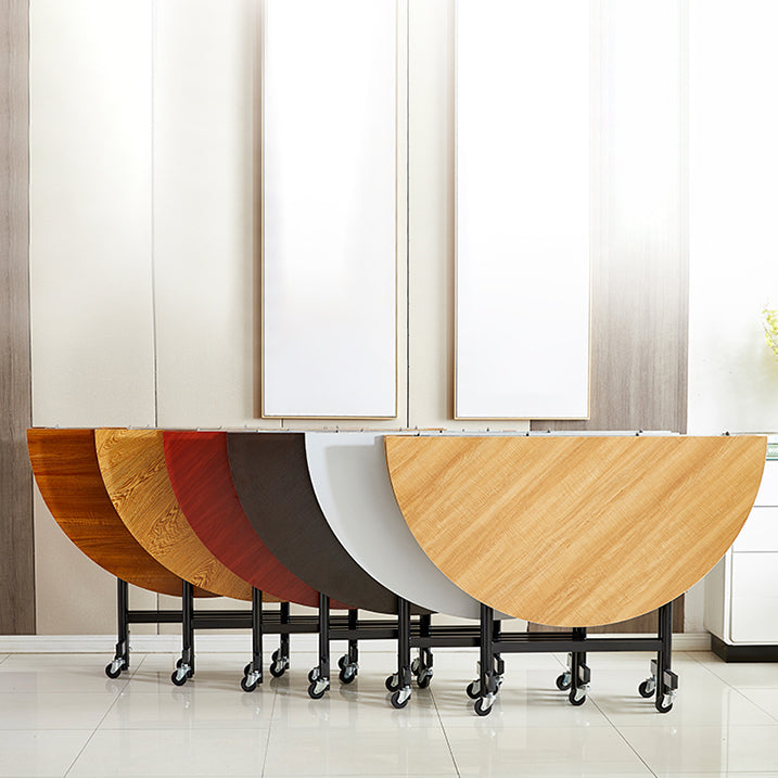 47.2-inch Metal Mid-Century Modern Round Dining Table Wood Top Table for Dining Room