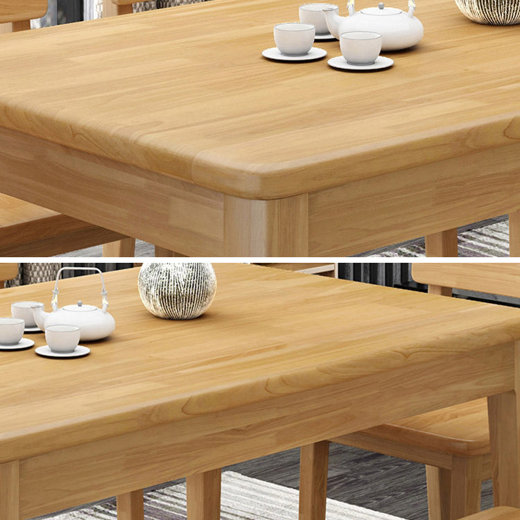 Simple Solid Wood Standard Dining Table Square Shape Kitchen Dining Table with 4 Legs Base