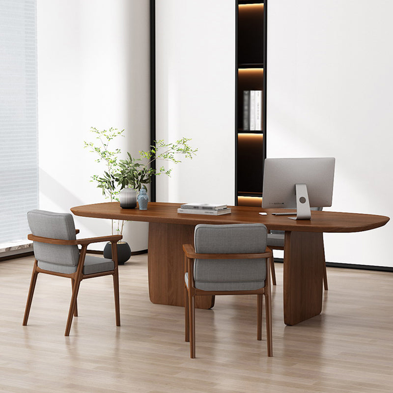 Ovaal dennen vaste houten tafel eenvoud eetkamer collectie met dubbele voetstuk