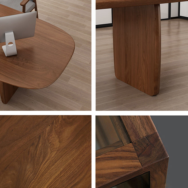 Ovaal dennen vaste houten tafel eenvoud eetkamer collectie met dubbele voetstuk
