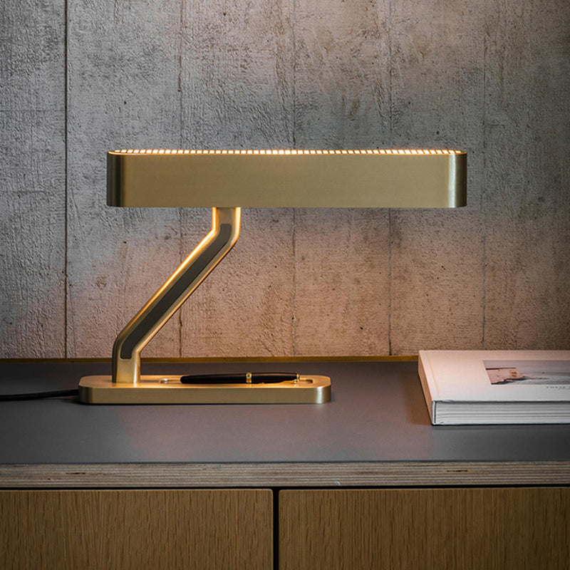 Gold Geometric Night Table Light Contemporary LED Metal Nightstand Lighting for Study Room