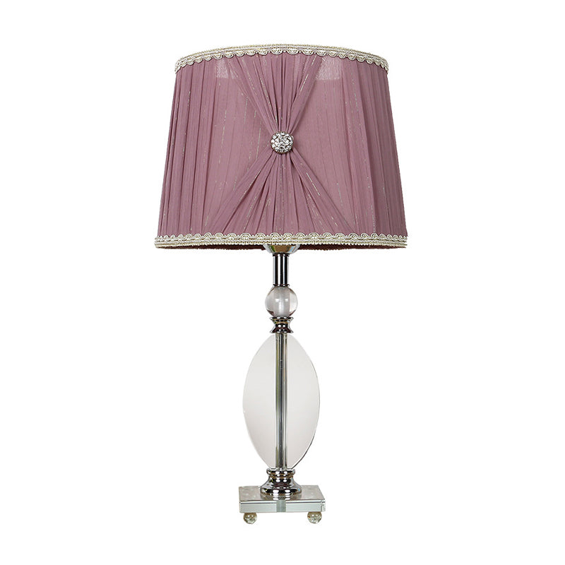 K9 Carril de cristal Noche Minimalismo 1 lámpara de mesa de la cabeza en púrpura con detalles trenzados falsos