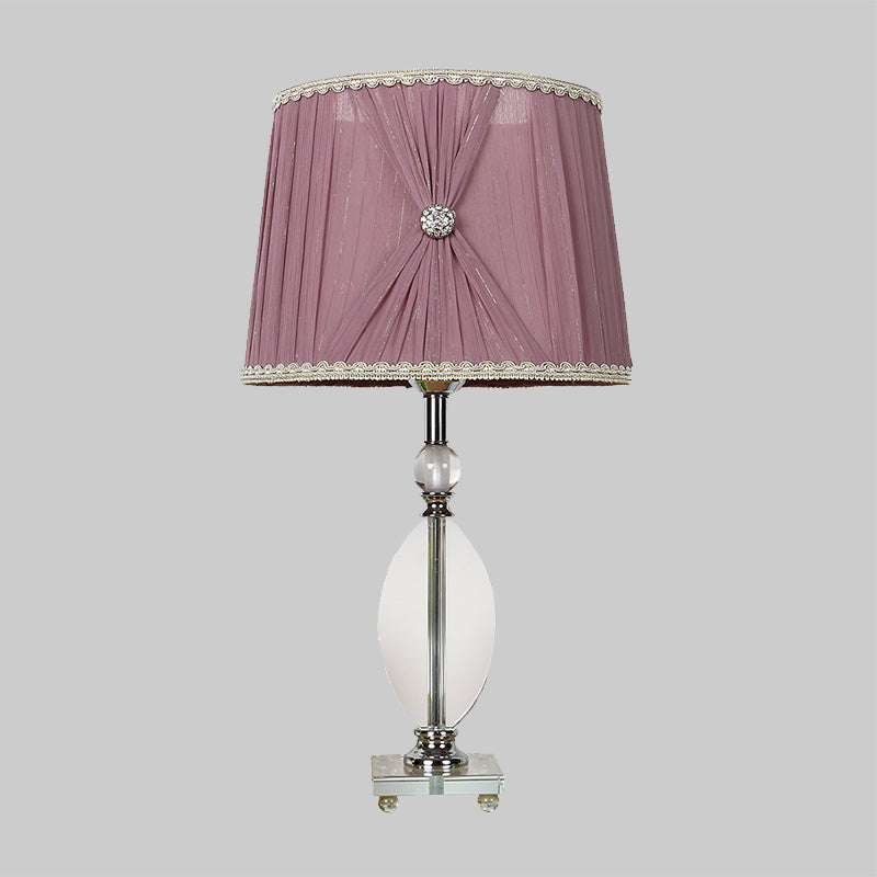 K9 Carril de cristal Noche Minimalismo 1 lámpara de mesa de la cabeza en púrpura con detalles trenzados falsos