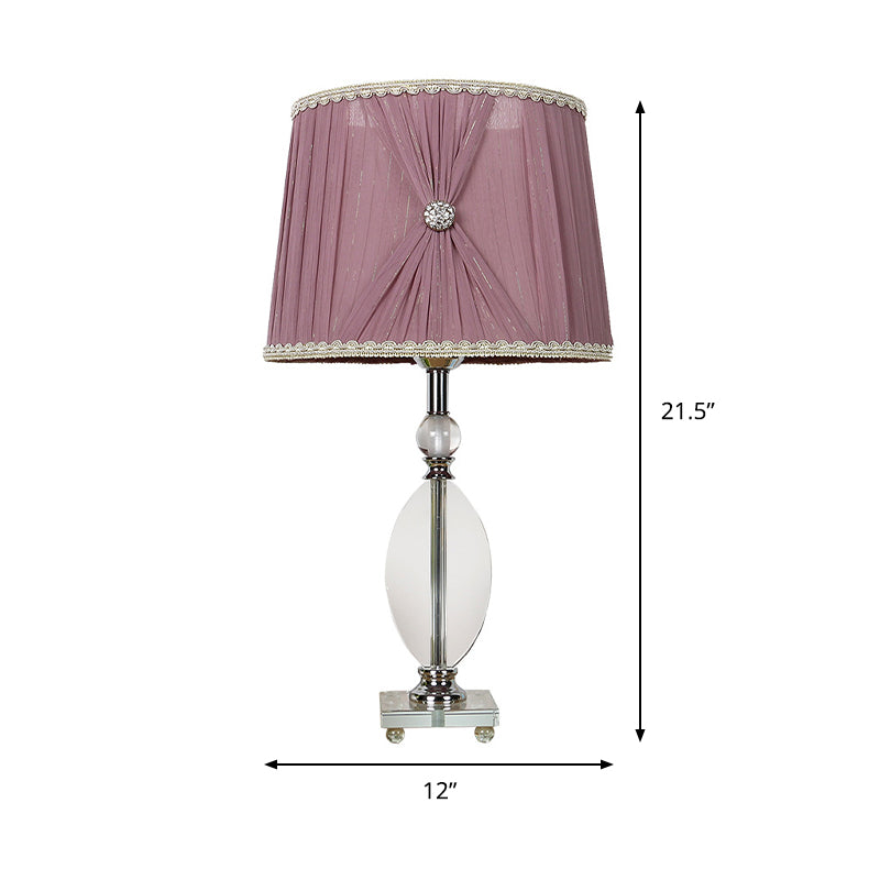 K9 Carril de cristal Noche Minimalismo 1 lámpara de mesa de la cabeza en púrpura con detalles trenzados falsos
