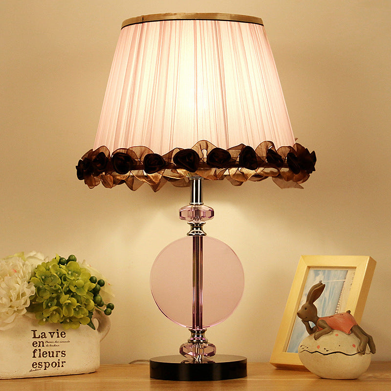 Modernismo lampada da comodino a 1 lucciola lampada a pieghe rosa Night Table Lighting with K9 Crystal
