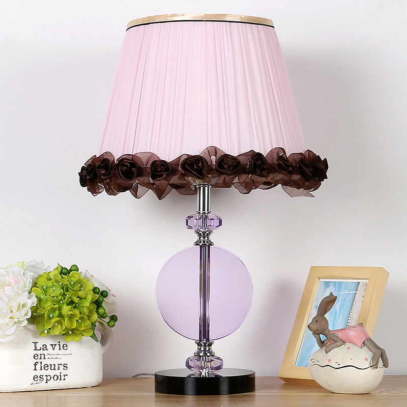 Modernismo lampada da comodino a 1 lucciola lampada a pieghe rosa Night Table Lighting with K9 Crystal