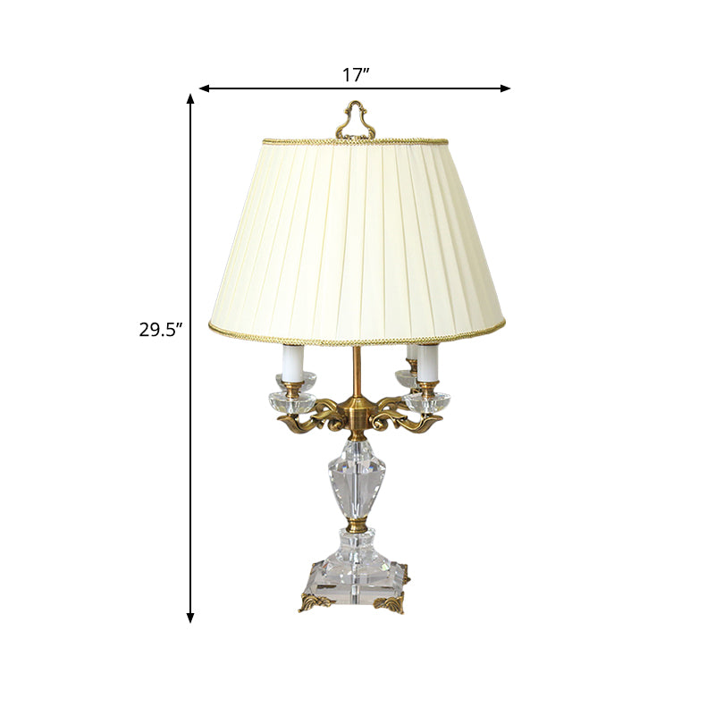 Minimalistische 4-head nachtkastje lamp Beige vat nachttafelverlichting met helder K9-kristal