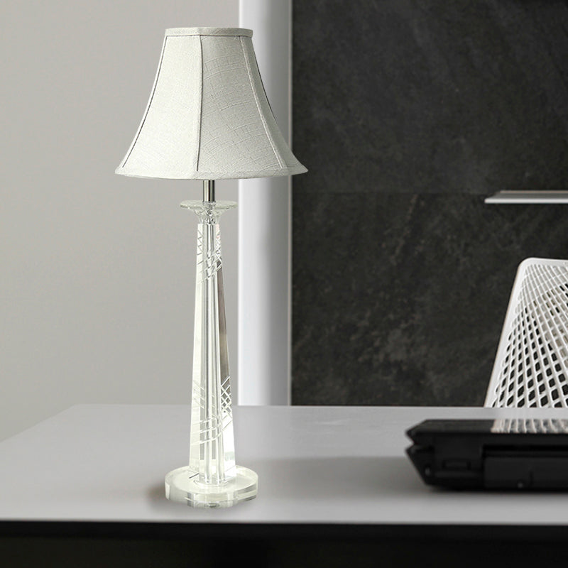 Lampada da comodino Bell grigio crema contemporanea 1 lampadina trasparente K9 illuminazione notturna in cristallo per camera da letto