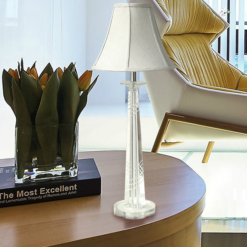 Lampada da comodino Bell grigio crema contemporanea 1 lampadina trasparente K9 illuminazione notturna in cristallo per camera da letto