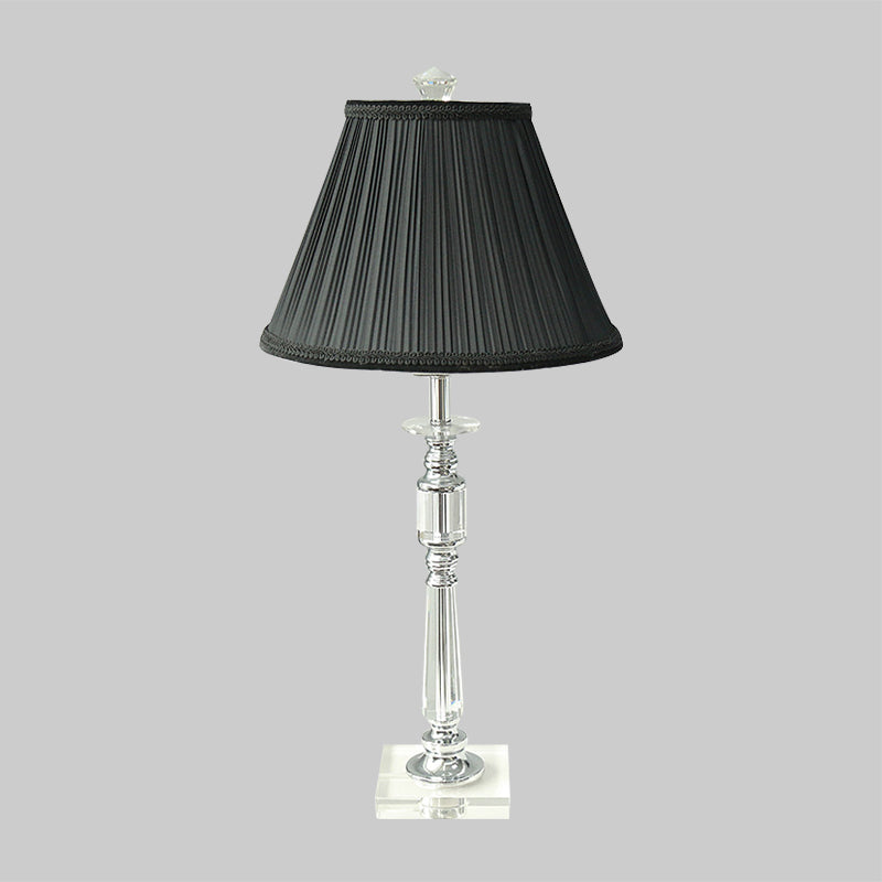 Lampada da comodino moderna a candelabro in vetro cristallo trasparente con 1 lampadina, lampada da comodino per camera da letto in nero
