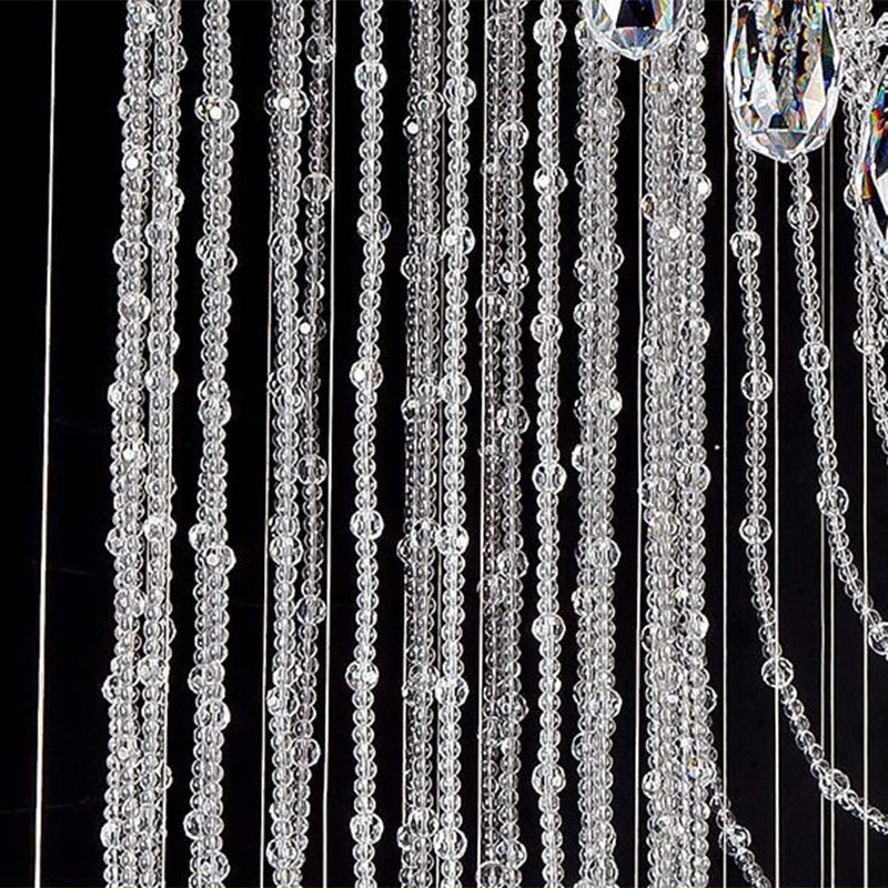 Spiraler Wasserfalltreppe Multi-Pendant zeitgenössischer klarer Kristallkugel 5-Bulb-Federungslampe