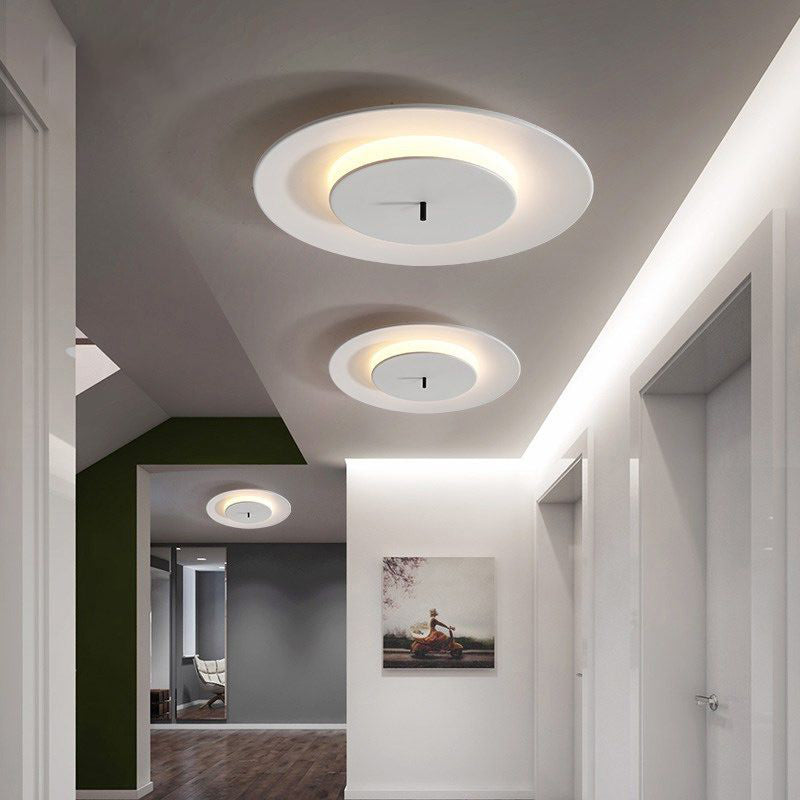 Lámpara de techo LED nórdica moderna, montaje empotrado circular de hierro lacado con pantalla acrílica
