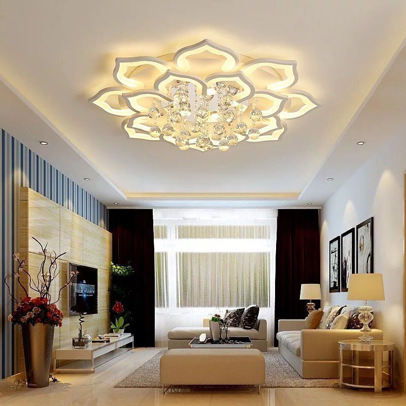 Flower Shape LED Crystal Ceiling Lamp Modern Acrylic Flush Mount for Living Room